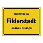 Viele Grüße aus Filderstadt, Landkreis Esslingen Metallschild