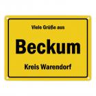 Viele Grüße aus Beckum, Westfalen, Kreis Warendorf Metallschild