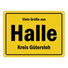 Viele Grüße aus Halle (Westfalen), Kreis Gütersloh Metallschild