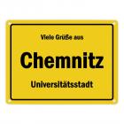 Viele Grüße aus Chemnitz, Universitätsstadt Metallschild