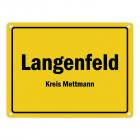 Ortsschild Langenfeld (Rheinland), Kreis Mettmann Metallschild