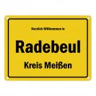 Herzlich willkommen in Radebeul, Kreis Meißen Metallschild