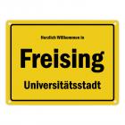 Herzlich willkommen in Freising, Oberbayern, Universitätsstadt Metallschild