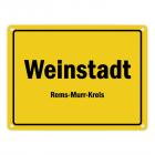 Ortsschild Weinstadt, Rems-Murr-Kreis Metallschild