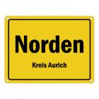Ortsschild Norden, Ostfriesland, Kreis Aurich Metallschild