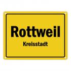 Ortsschild Rottweil, Kreisstadt Metallschild