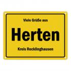 Viele Grüße aus Herten, Westfalen, Kreis Recklinghausen Metallschild